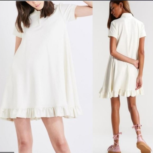 Puma Dresses & Skirts - Puma Fenty Rihanna Cream Collar Ruffle Dress sz M